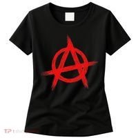 Red Anarchist Symbol Distressed Political Anarchy Rock Star Women's T-Shirt thumb 0