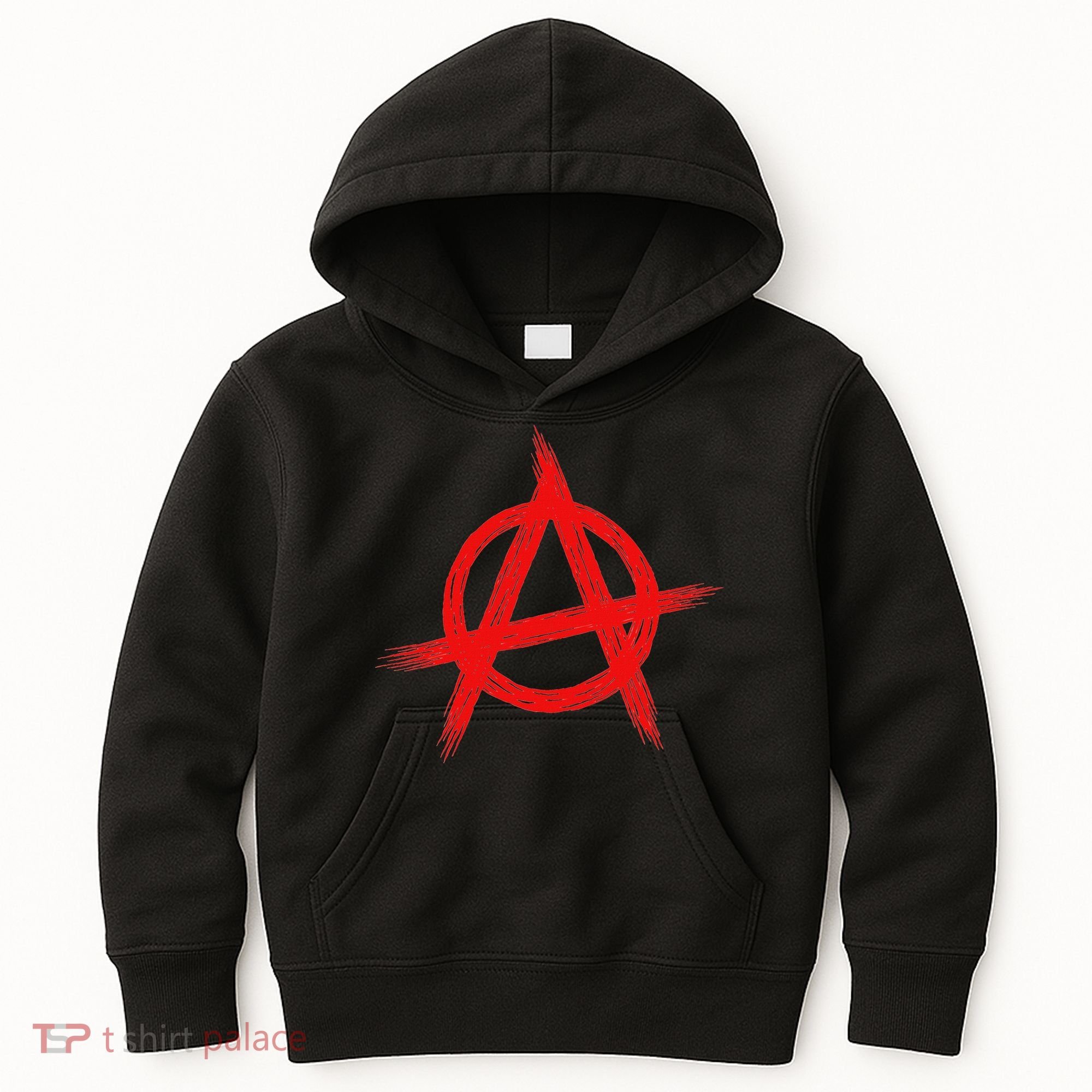 Red Anarchist Symbol Distressed Political Anarchy Rock Star Kids Hoodie