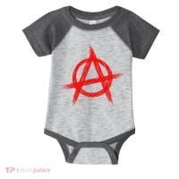 Red Anarchist Symbol Distressed Political Anarchy Rock Star Infant Baby Jersey Bodysuit thumb 0