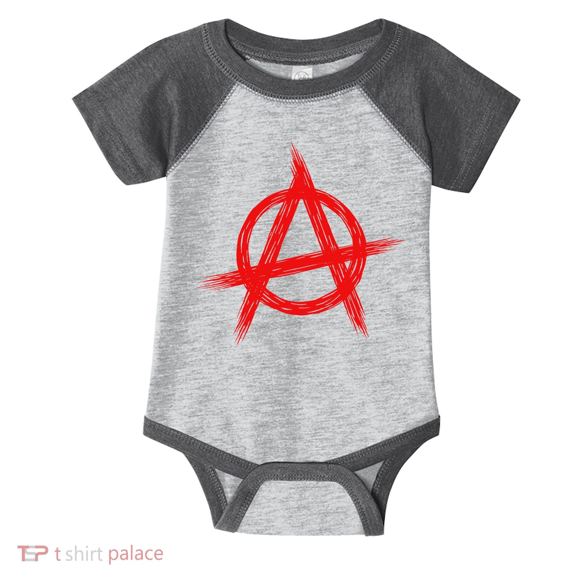 Red Anarchist Symbol Distressed Political Anarchy Rock Star Infant Baby Jersey Bodysuit