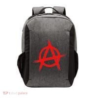 Red Anarchist Symbol Distressed Political Anarchy Rock Star Vector Backpack thumb 0