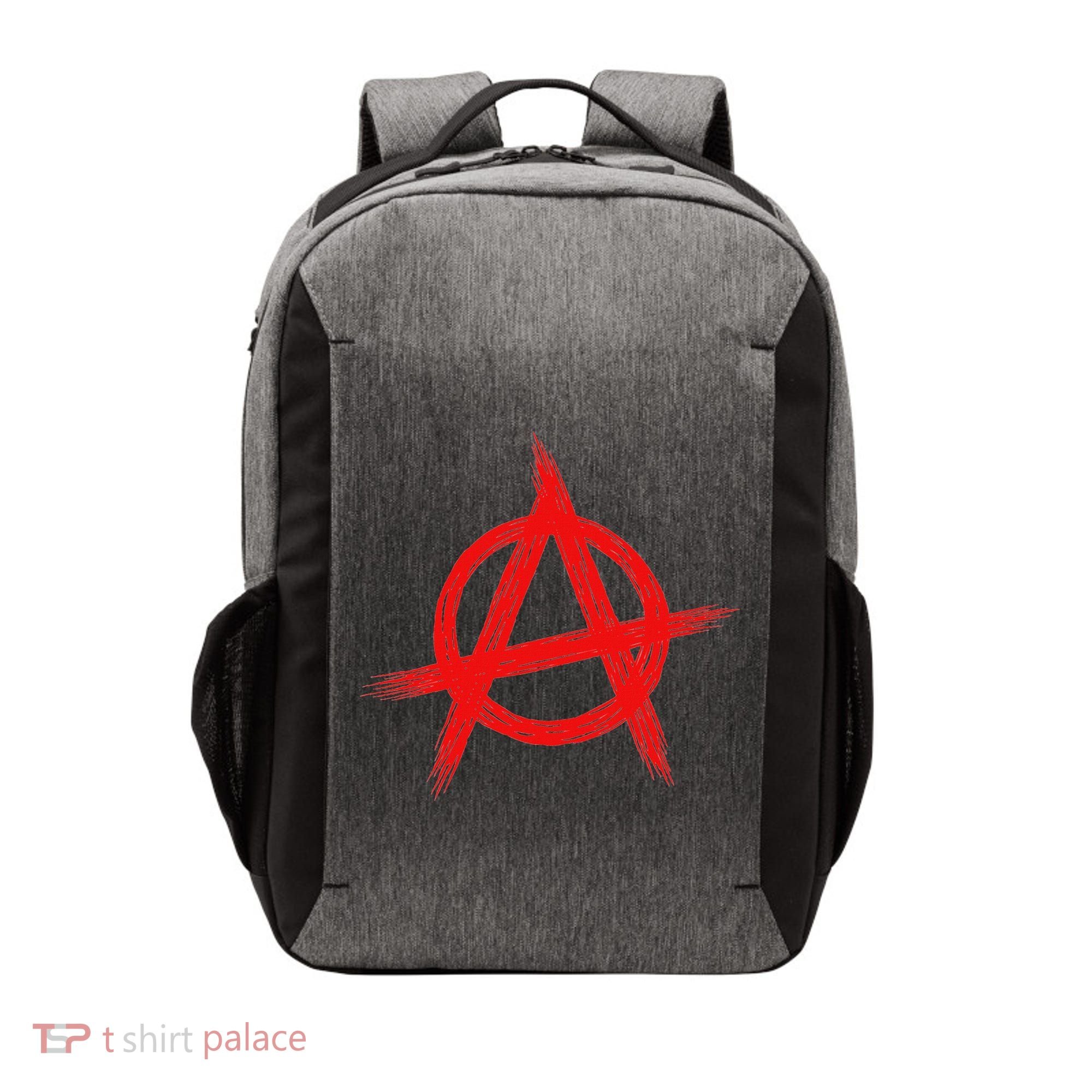 Red Anarchist Symbol Distressed Political Anarchy Rock Star Vector Backpack