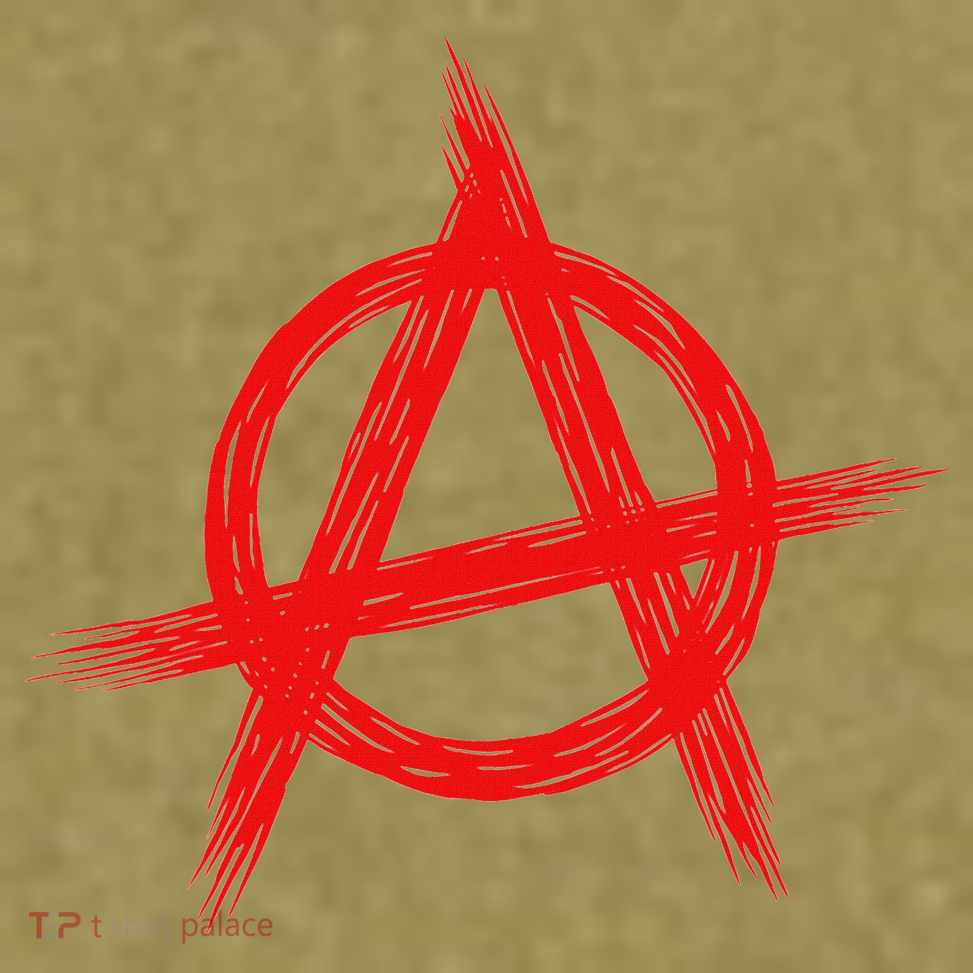 Red Anarchist Symbol Distressed Political Anarchy Rock Star Garment-Dyed Women's Muscle Tee