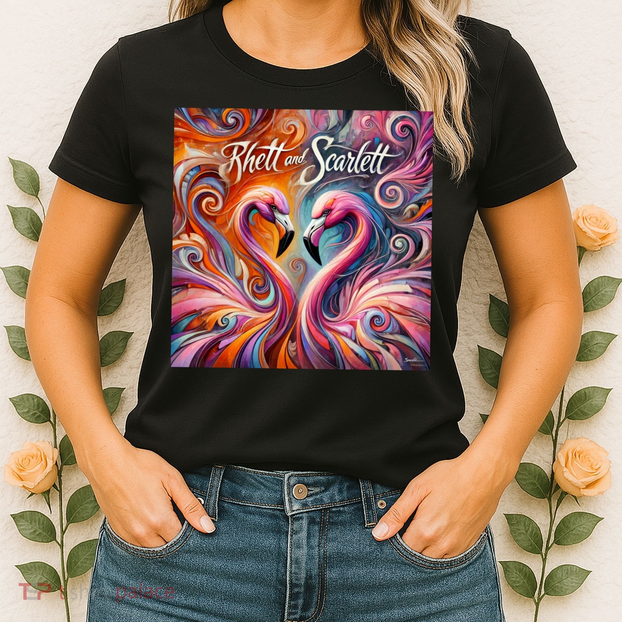 Rhett And Scarlett Flamingos Key West Butterfly Love Women's T-Shirt