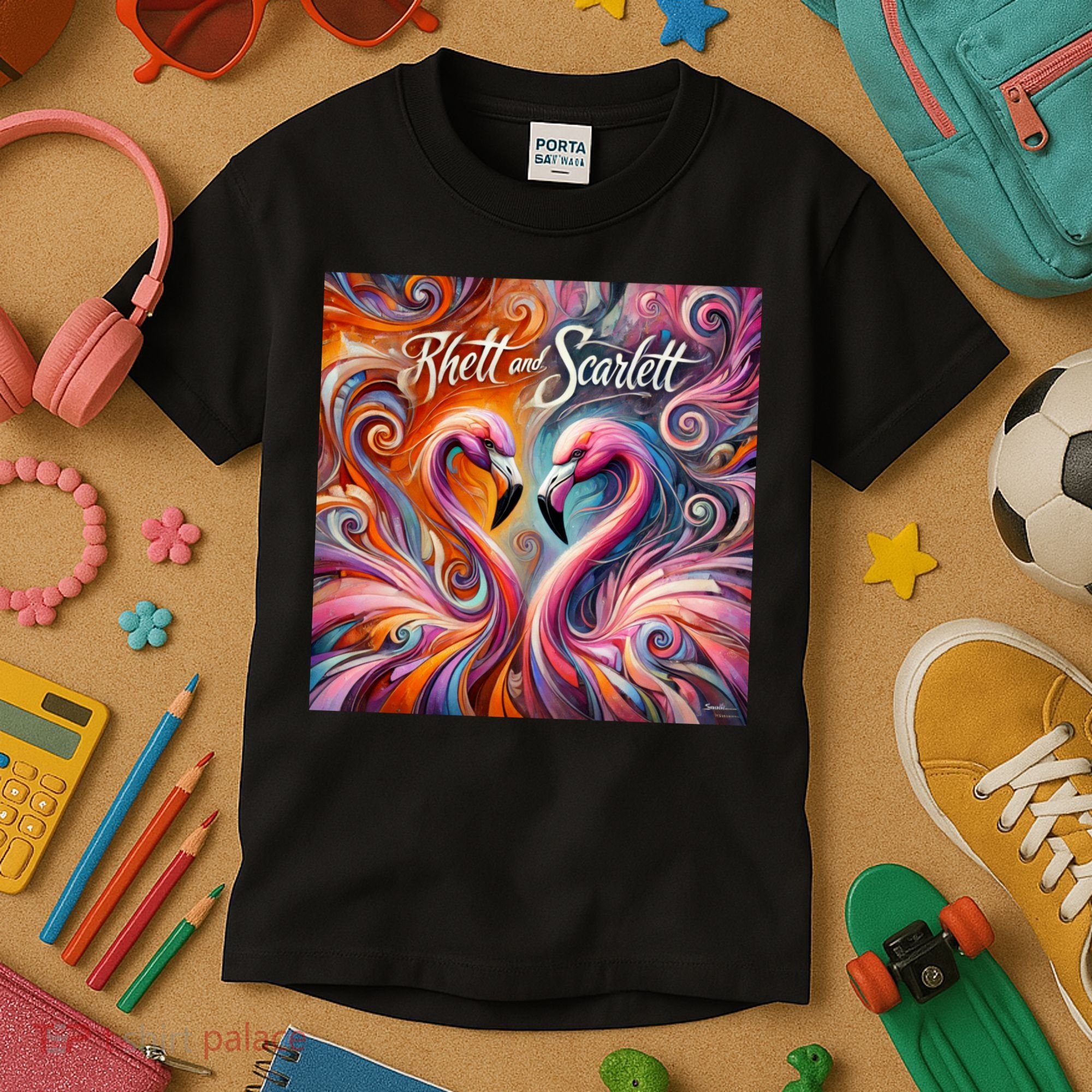 Rhett And Scarlett Flamingos Key West Butterfly Love Kids T-Shirt