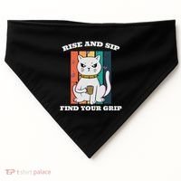 Rise And Sip Find Your Grip Funny Caffeine Coffee USA-Made Doggie Bandana thumb 0
