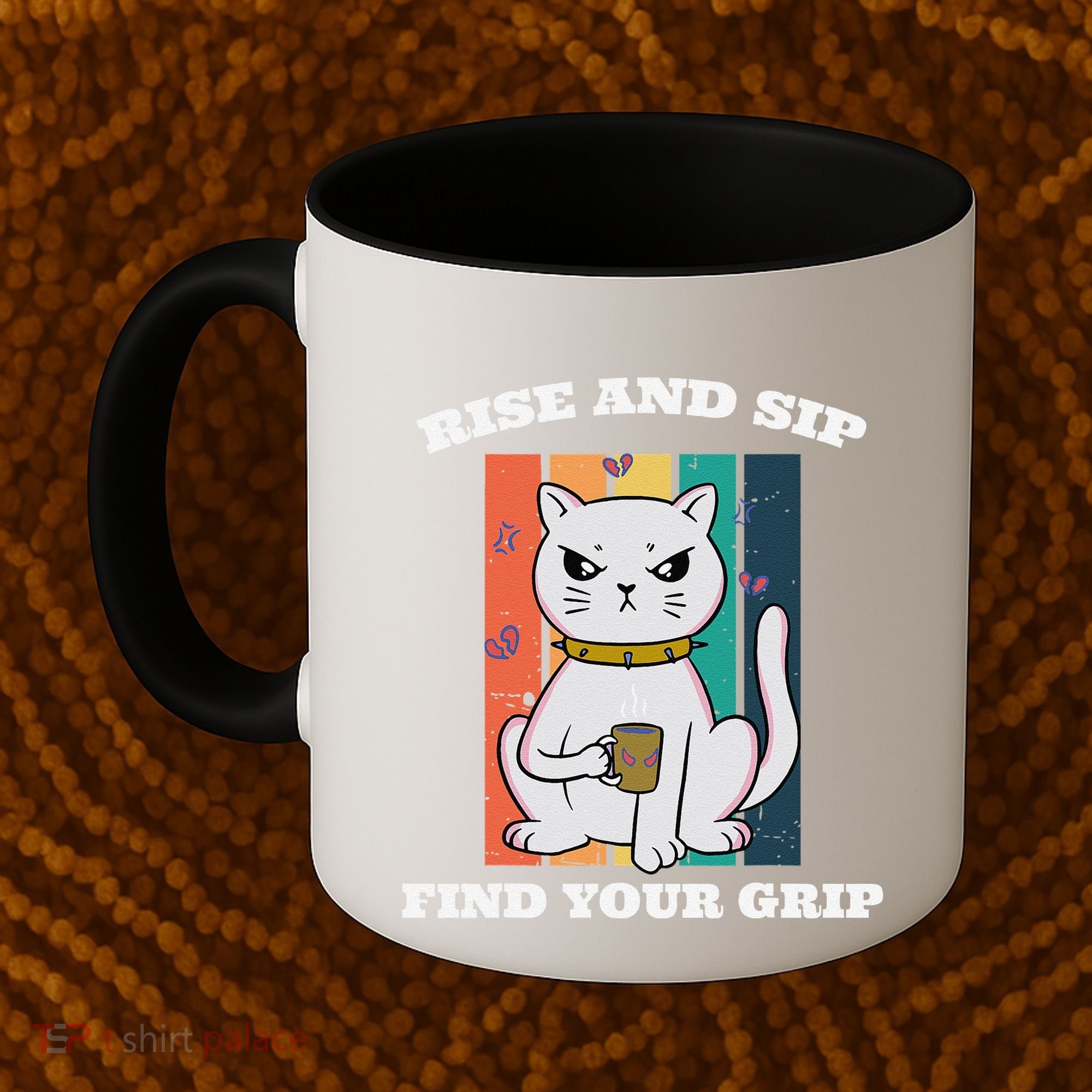 Rise And Sip Find Your Grip Funny Caffeine Coffee Coffee Mug