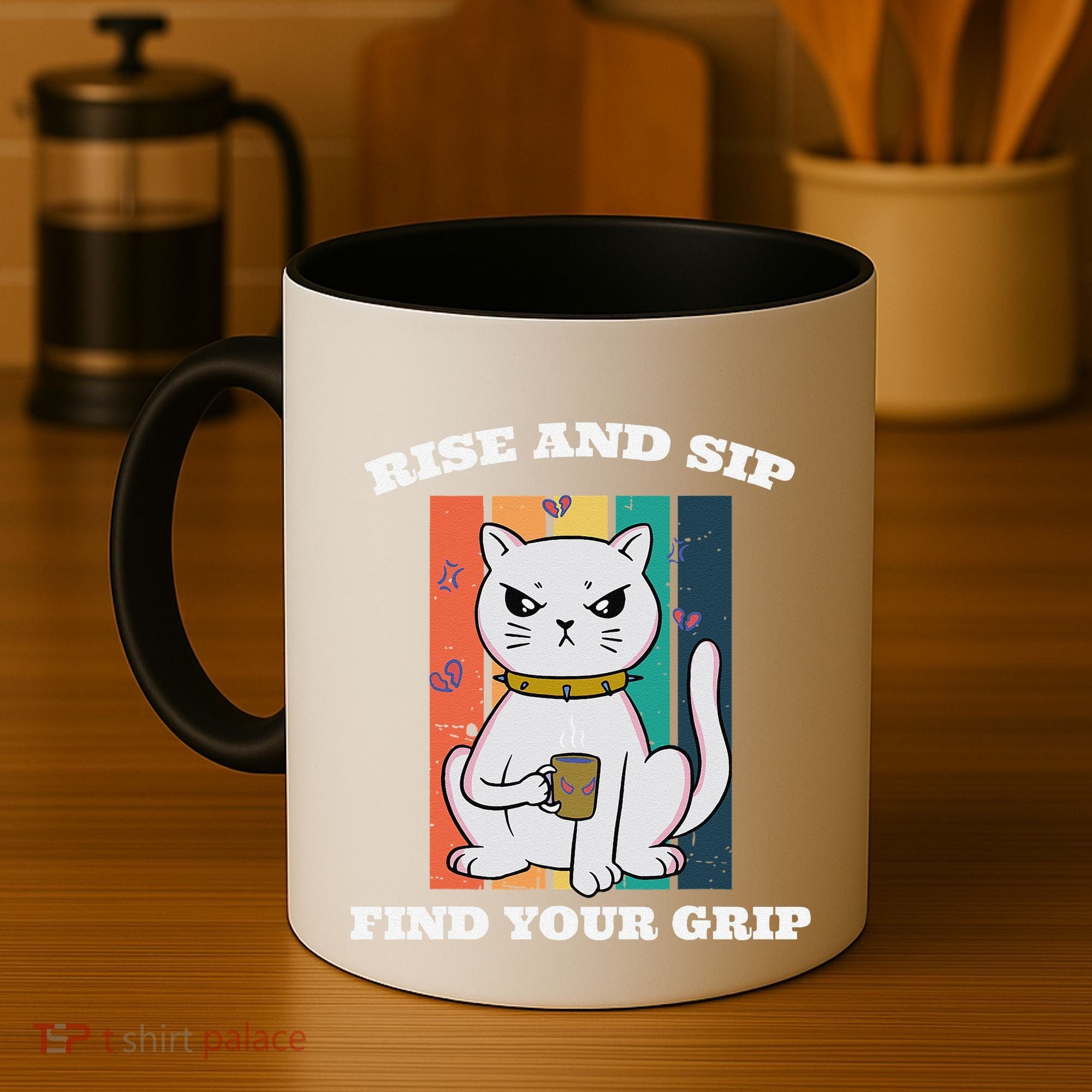 Rise And Sip Find Your Grip Funny Caffeine Coffee Coffee Mug