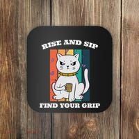 Rise And Sip Find Your Grip Funny Caffeine Coffee Coaster thumb 0