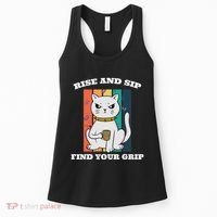 Rise And Sip Find Your Grip Funny Caffeine Coffee Women's Tank Top thumb 0