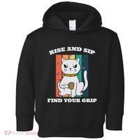 Rise And Sip Find Your Grip Funny Caffeine Coffee Toddler Hoodie thumb 0