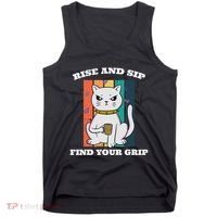 Rise And Sip Find Your Grip Funny Caffeine Coffee Tank Top thumb 0