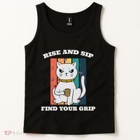 Rise And Sip Find Your Grip Funny Caffeine Coffee Tank Top thumb 2