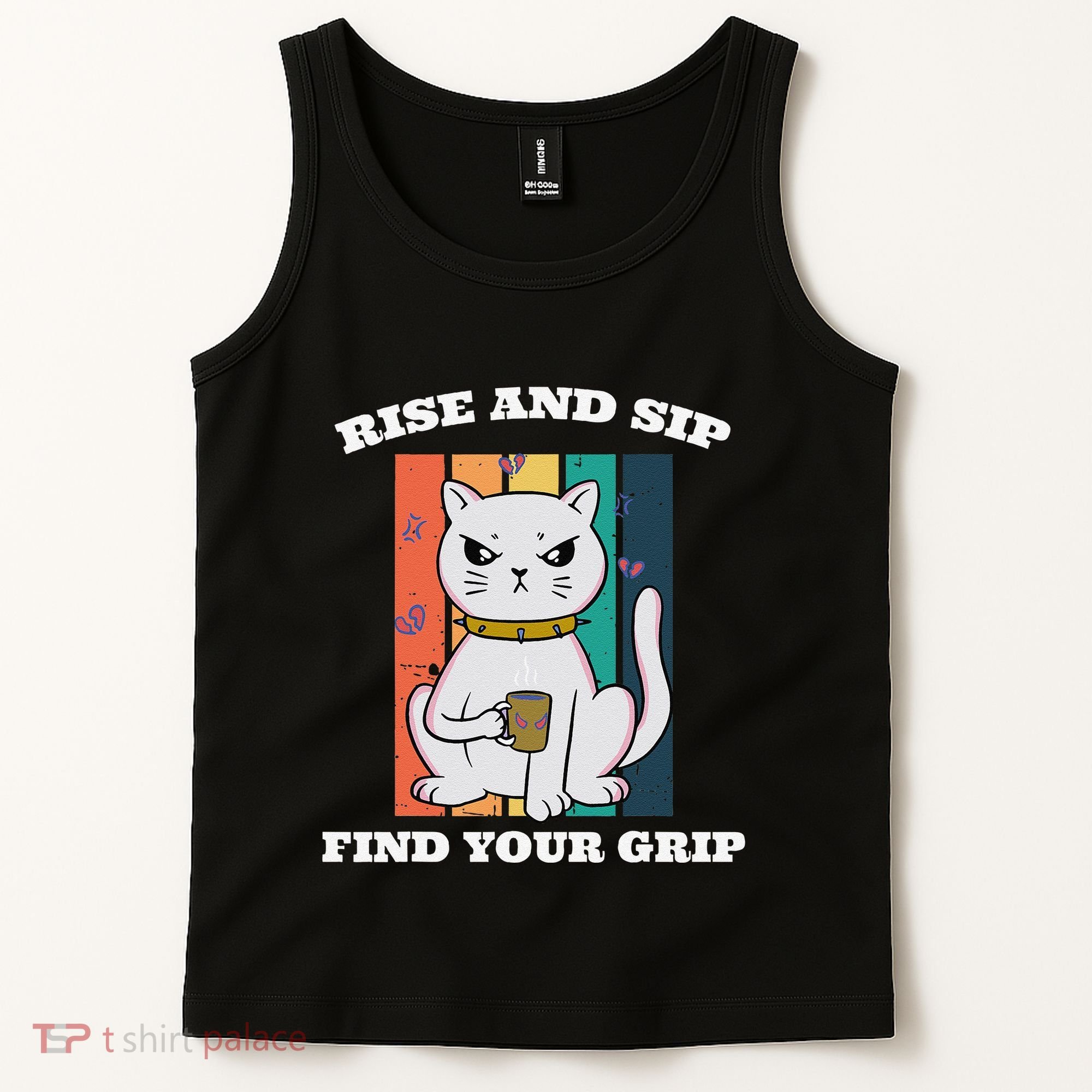 Rise And Sip Find Your Grip Funny Caffeine Coffee Tank Top