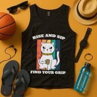 Rise And Sip Find Your Grip Funny Caffeine Coffee Tank Top thumb 4