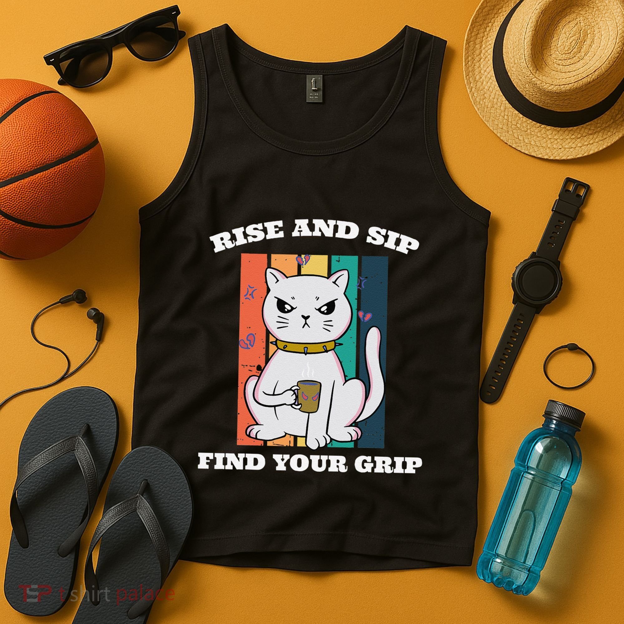 Rise And Sip Find Your Grip Funny Caffeine Coffee Tank Top