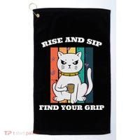 Rise And Sip Find Your Grip Funny Caffeine Coffee Golf Towel thumb 0
