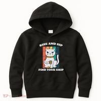 Rise And Sip Find Your Grip Funny Caffeine Coffee Kids Hoodie thumb 0