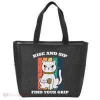 Rise And Sip Find Your Grip Funny Caffeine Coffee Tote Bag thumb 0