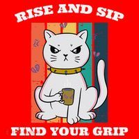 Rise And Sip Find Your Grip Funny Caffeine Coffee Santa Hat thumb 1