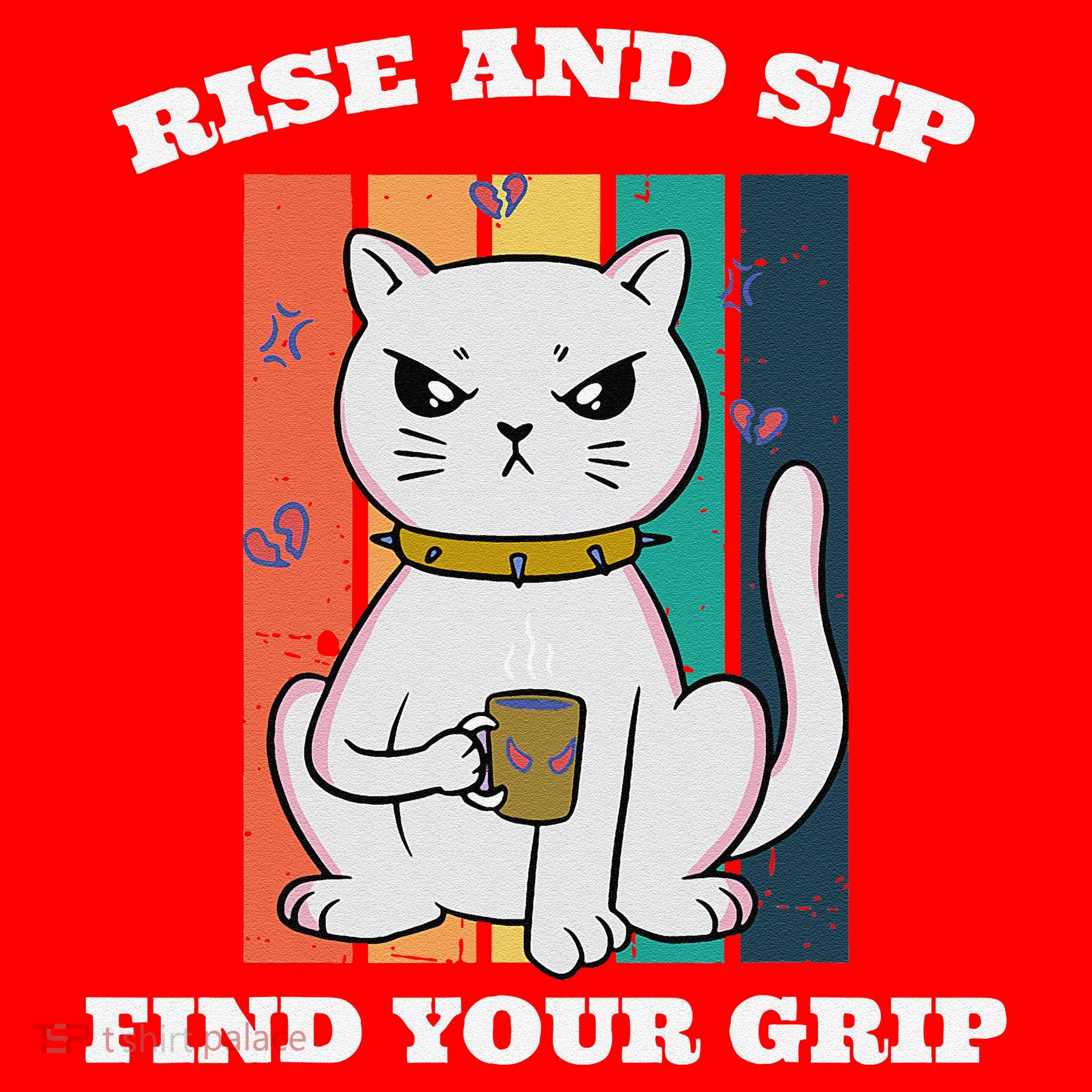 Rise And Sip Find Your Grip Funny Caffeine Coffee Santa Hat