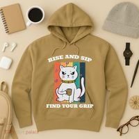 Rise And Sip Find Your Grip Funny Caffeine Coffee Hoodie thumb 3