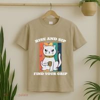 Rise And Sip Find Your Grip Funny Caffeine Coffee T-Shirt thumb 2