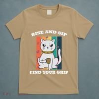 Rise And Sip Find Your Grip Funny Caffeine Coffee T-Shirt thumb 5