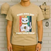 Rise And Sip Find Your Grip Funny Caffeine Coffee T-Shirt thumb 6