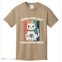 Rise And Sip Find Your Grip Funny Caffeine Coffee Kids T-Shirt thumb 0