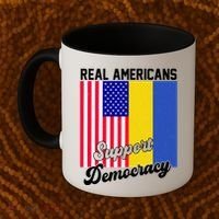 Real Americans Support Democracy Pro Ukraine Anti War Peace Coffee Mug thumb 2