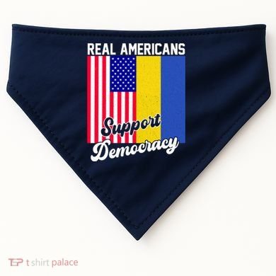 Real Americans Support Democracy Pro Ukraine Anti War Peace USA-Made Doggie Bandana