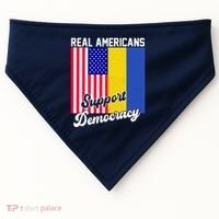 Real Americans Support Democracy Pro Ukraine Anti War Peace USA-Made Doggie Bandana thumb 0