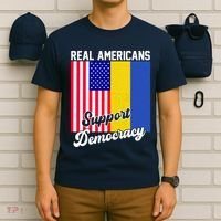 Real Americans Support Democracy Pro Ukraine Anti War Peace T-Shirt thumb 6
