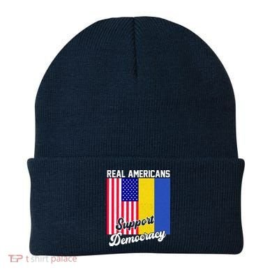Real Americans Support Democracy Pro Ukraine Anti War Peace Beanie