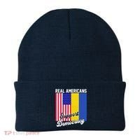 Real Americans Support Democracy Pro Ukraine Anti War Peace Beanie thumb 0