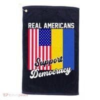 Real Americans Support Democracy Pro Ukraine Anti War Peace Golf Towel thumb 0