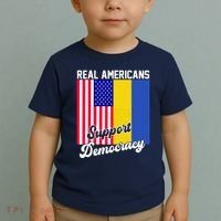 Real Americans Support Democracy Pro Ukraine Anti War Peace Toddler T-Shirt thumb 2