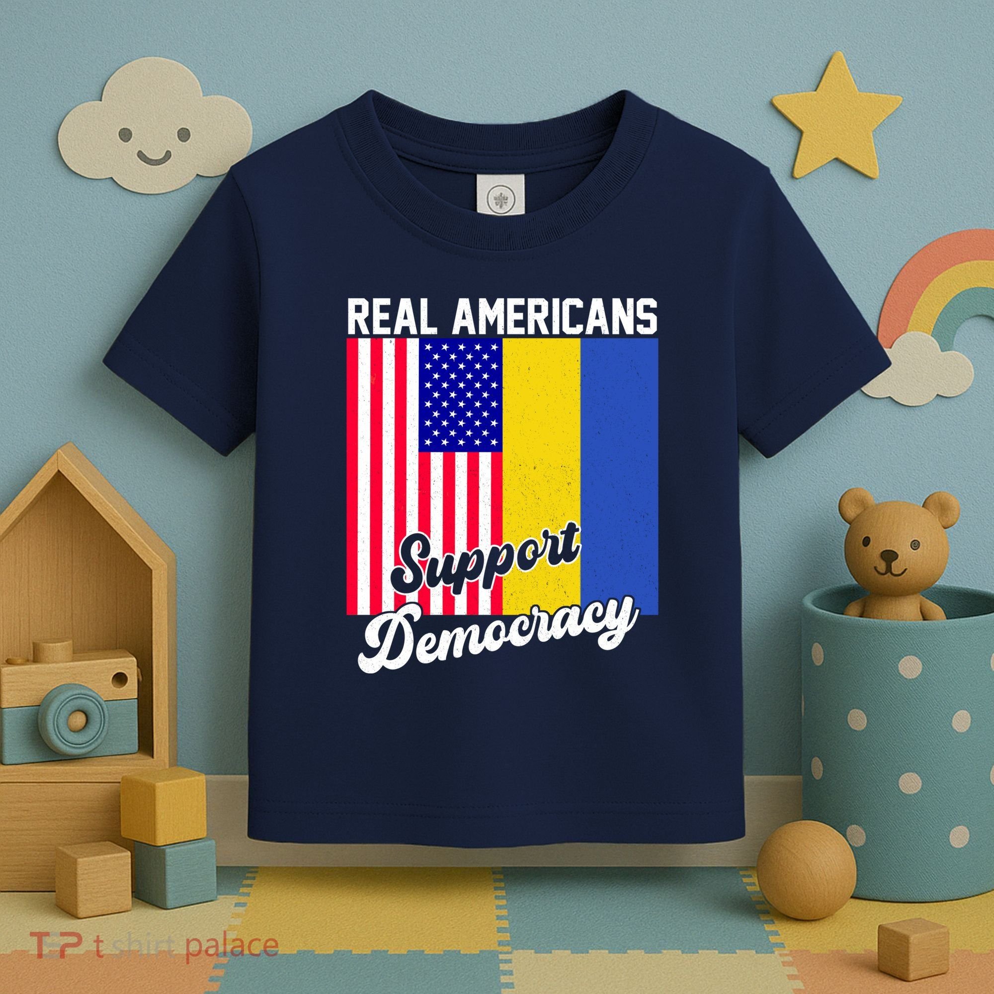 Real Americans Support Democracy Pro Ukraine Anti War Peace Toddler T-Shirt