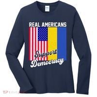 Real Americans Support Democracy Pro Ukraine Anti War Peace Women's Long Sleeve Shirt thumb 0