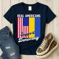Real Americans Support Democracy Pro Ukraine Anti War Peace Women's T-Shirt thumb 3
