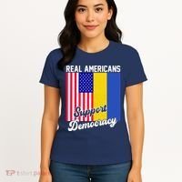 Real Americans Support Democracy Pro Ukraine Anti War Peace Women's T-Shirt thumb 4