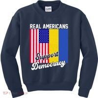 Real Americans Support Democracy Pro Ukraine Anti War Peace Kids Sweatshirt thumb 0