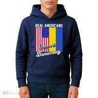 Real Americans Support Democracy Pro Ukraine Anti War Peace Kids Hoodie thumb 4