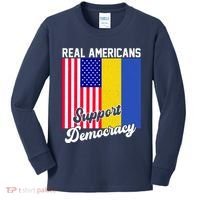 Real Americans Support Democracy Pro Ukraine Anti War Peace Kids Long Sleeve Shirt thumb 0