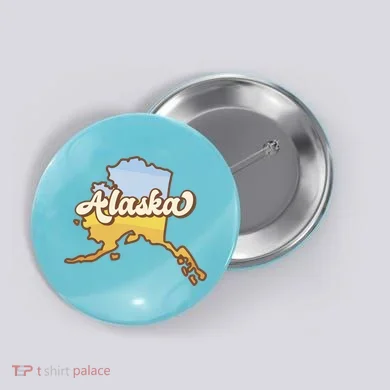 Retro Alaska State Logo Button