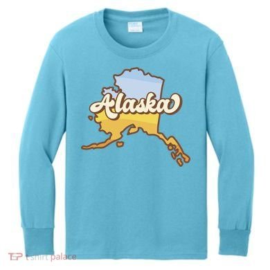 Retro Alaska State Logo Kids Long Sleeve Shirt