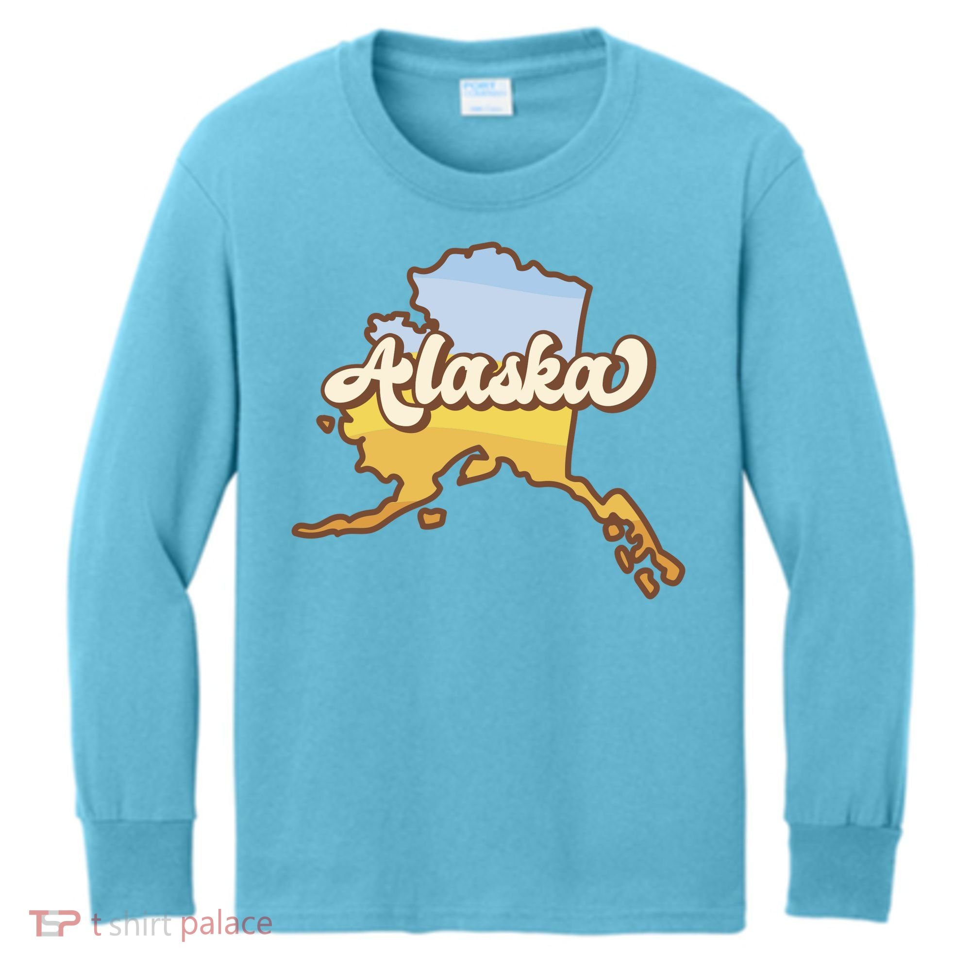 Retro Alaska State Logo Kids Long Sleeve Shirt