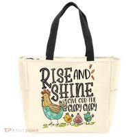Rise And Shine Give God The Glory Funny Chicken Christian Tote Bag thumb 0