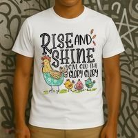Rise And Shine Give God The Glory Funny Chicken Christian T-Shirt thumb 3
